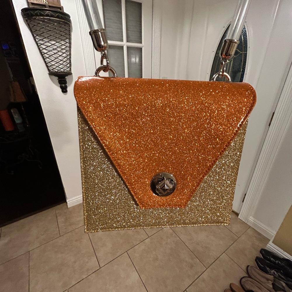 Ange Libby Glittery Orange, Purple and Gold Women's Bag
